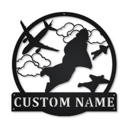Base Jumping Metal Wall Art Personalized Metal Name Signs Home Decor Sport Lovers Gifts