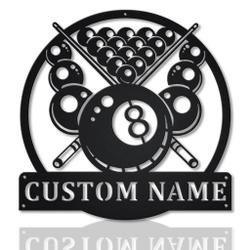 Billiards Metal Wall Art Personalized Metal Name Signs Home Decor Sport Fan Gifts