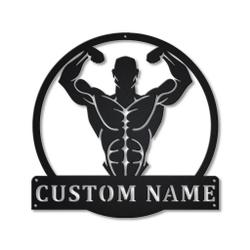 Bodybuilding Metal Wall Art Personalized Metal Name Signs Home Decor Sport Lovers Gifts
