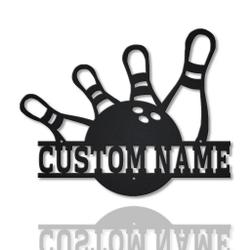 Bowling Metal Wall Art Personalized Metal Name Signs Home Decor Sport Lovers Gifts