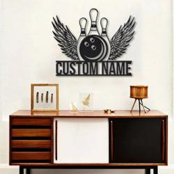 bowling wings metal sign personalized metal name signs home decor sport lovers gifts 2