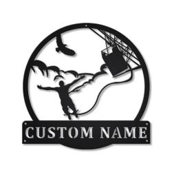 Bungee Jumping Metal Wall Art Personalized Metal Name Signs Home Decor Sport Lovers Gifts