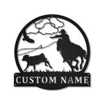 calf roping sport metal sign personalized metal name signs home decor sport lovers gifts 0