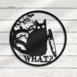 cat what murderous metal sign angry cat signs halloween decoration for home 0
