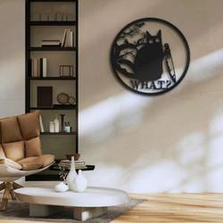 cat what murderous metal sign angry cat signs halloween decoration for home 1