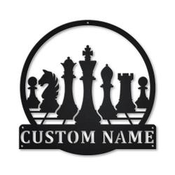 Chess Sport Metal Wall Art Personalized Metal Name Signs Home Decor Sport Lovers Gifts