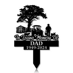 Personalized Memorial Garden Stakes Farmhouse Grave Marker Loss Sympathy Gifts Farmer Cemetary Decor