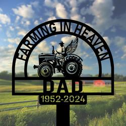 com personalized memorial garden stakes farming heaven fields farmer with wings grave marker farmer loss gift remembrance stake 2