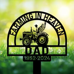 com personalized memorial garden stakes farming heaven fields farmer with wings grave marker farmer loss gift remembrance stake 3