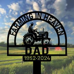 com personalized memorial garden stakes farming in heaven farmer dad on tractor grave marker farmer loss gift remembrance stake 2