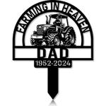 com personalized memorial garden stakes farming in heaven farmer on tractor grave marker farmer loss gift remembrance stake 0