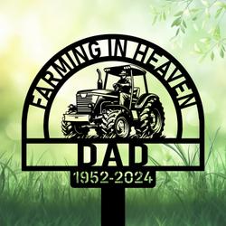 com personalized memorial garden stakes farming in heaven farmer on tractor grave marker farmer loss gift remembrance stake 1