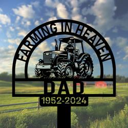 com personalized memorial garden stakes farming in heaven farmer on tractor grave marker farmer loss gift remembrance stake 2