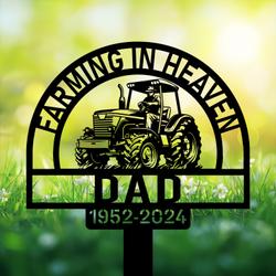 com personalized memorial garden stakes farming in heaven farmer on tractor grave marker farmer loss gift remembrance stake 3