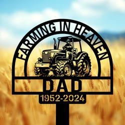 com personalized memorial garden stakes farming in heaven farmer on tractor grave marker farmer loss gift remembrance stake 4