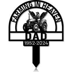 Personalized Memorial Garden Stakes Farming in Heaven Farmer with Wings Grave Marker Farmer Loss Gift Remembrance Stake