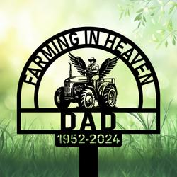 com personalized memorial garden stakes farming in heaven farmer with wings grave marker farmer loss gift remembrance stake 1