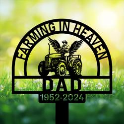 com personalized memorial garden stakes farming in heaven farmer with wings grave marker farmer loss gift remembrance stake 3