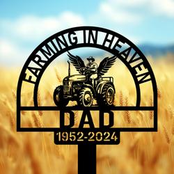com personalized memorial garden stakes farming in heaven farmer with wings grave marker farmer loss gift remembrance stake 4