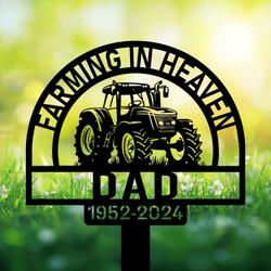 com personalized memorial garden stakes farming in heaven tractor farmer grave marker farmer loss gift remembrance stake 3