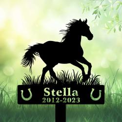 com personalized memorial garden stakes horse running on grass v1 grave marker loss of horse sympathy gifts horse cemetary decor 2
