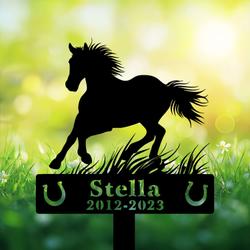 com personalized memorial garden stakes horse running on grass v2 grave marker loss of horse sympathy gifts horse cemetary decor 1