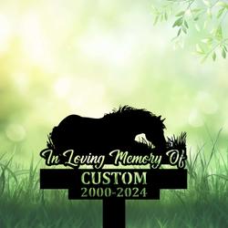 com personalized memorial garden stakes horse sleeping on grass grave marker loss of horse sympathy gifts horse cemetary decor 2