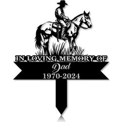 Personalized Memorial Garden Stakes In Loving Memory Cowboy Riding Horse Grave Marker