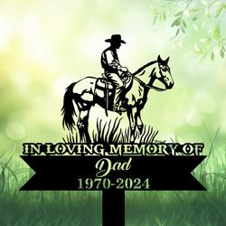 com personalized memorial garden stakes in loving memory cowboy riding horse grave marker loss of loved one sympathy gifts cowboy cemetary decor 1