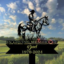 com personalized memorial garden stakes in loving memory cowboy riding horse grave marker loss of loved one sympathy gifts cowboy cemetary decor 2