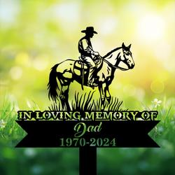 com personalized memorial garden stakes in loving memory cowboy riding horse grave marker loss of loved one sympathy gifts cowboy cemetary decor 3