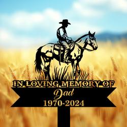 com personalized memorial garden stakes in loving memory cowboy riding horse grave marker loss of loved one sympathy gifts cowboy cemetary decor 4