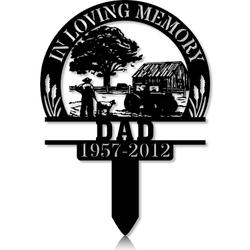 Personalized Memorial Garden Stakes In Loving Memory Farmer Farmhouse Grave Marker