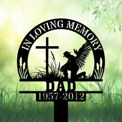 com personalized memorial garden stakes in loving memory farmer kneeling at cross grave marker loss of loved one sympathy gifts farmer cemetary decor 1