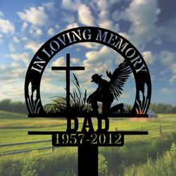 com personalized memorial garden stakes in loving memory farmer kneeling at cross grave marker loss of loved one sympathy gifts farmer cemetary decor 2