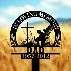 com personalized memorial garden stakes in loving memory farmer kneeling at cross grave marker loss of loved one sympathy gifts farmer cemetary decor 4