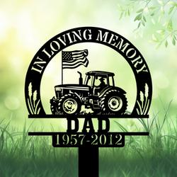 com personalized memorial garden stakes in loving memory farmer on tractor grave marker farmer loss gift remembrance stake 1