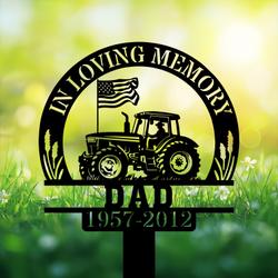 com personalized memorial garden stakes in loving memory farmer on tractor grave marker farmer loss gift remembrance stake 3