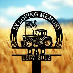 com personalized memorial garden stakes in loving memory farmer on tractor grave marker farmer loss gift remembrance stake 4