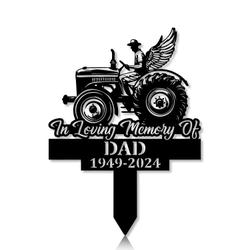 Personalized Memorial Garden Stakes In Loving Memory Farmer Tractor Farmer Loss Gift