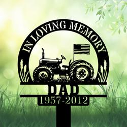 com personalized memorial garden stakes in loving memory farmer us flag tractor grave marker farmer loss gift remembrance stake 1