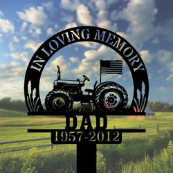 com personalized memorial garden stakes in loving memory farmer us flag tractor grave marker farmer loss gift remembrance stake 2