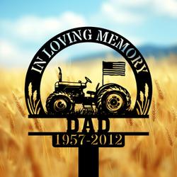 com personalized memorial garden stakes in loving memory farmer us flag tractor grave marker farmer loss gift remembrance stake 4