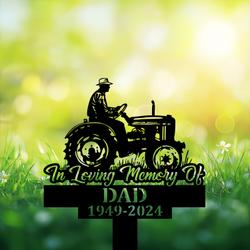 com personalized memorial garden stakes in loving memory of farmer dad on tractor grave marker farmer loss gift remembrance stake 3