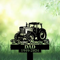 com personalized memorial garden stakes in loving memory tractor farmer grave marker farmer loss gift remembrance stake 1