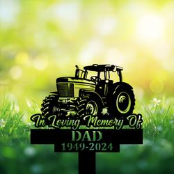 com personalized memorial garden stakes in loving memory tractor farmer grave marker farmer loss gift remembrance stake 3