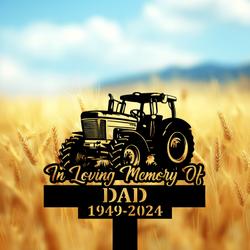 com personalized memorial garden stakes in loving memory tractor farmer grave marker farmer loss gift remembrance stake 4