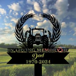 com personalized memorial garden stakes in loving memory tractor grave marker loss of loved one sympathy gifts farmer cemetary decor 2