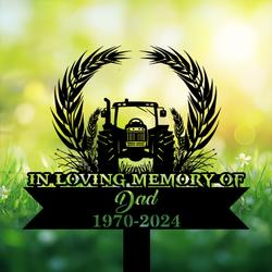com personalized memorial garden stakes in loving memory tractor grave marker loss of loved one sympathy gifts farmer cemetary decor 3