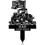 com personalized memorial garden stakes patriotic farmer on tractor with us flag grave marker farmer loss gift remembrance stake 0